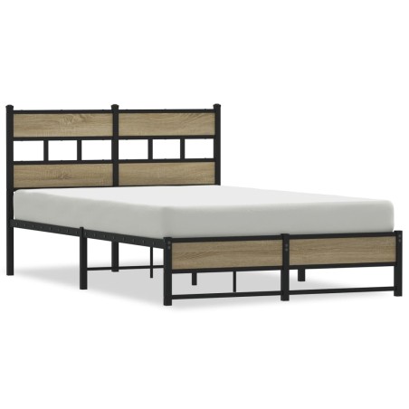 vidaXL Metallbett ohne Matratze Sonoma-Eiche 120x200 cm
