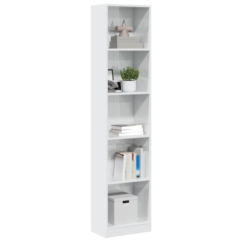 vidaXL Bücherregal Hochglanz-Weiß 40x24x176 cm Holzwerkstoff vidaXL Bücherregal Hochglanz-Weiß 40x24x176 cm Holzwerkstoff