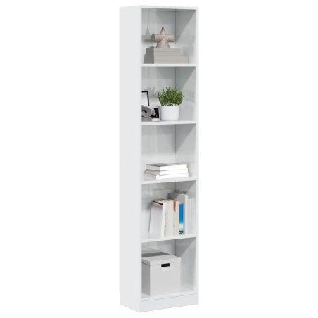 vidaXL Bücherregal Hochglanz-Weiß 40x24x176 cm Holzwerkstoff