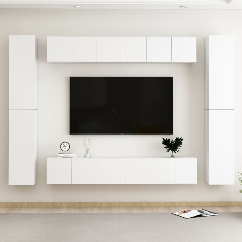 vidaXL 10-tlg. TV-Schrank-Set Weiß Holzwerkstoff vidaXL 10-tlg. TV-Schrank-Set Weiß Holzwerkstoff