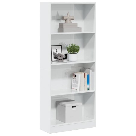 vidaXL Bücherregal Hochglanz-Weiß 60x24x143 cm Holzwerkstoff