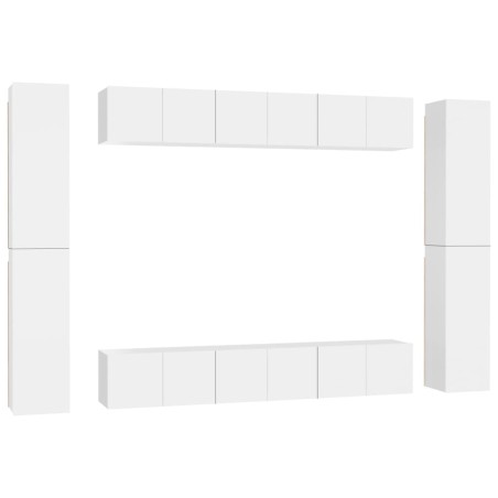 vidaXL 10-tlg. TV-Schrank-Set Weiß Holzwerkstoff
