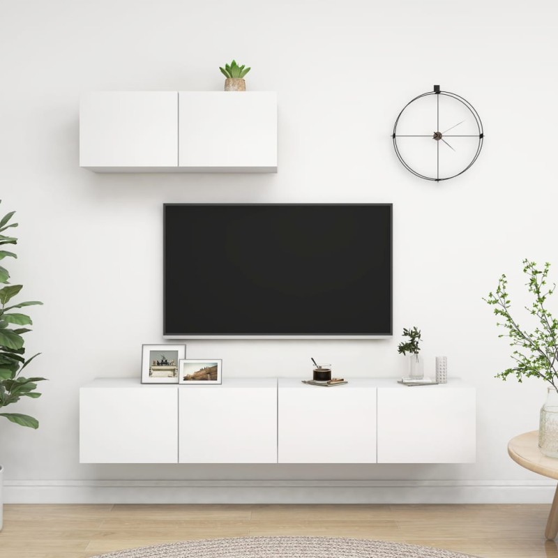 vidaXL TV-Schränke 3 Stk. Weiß Holzwerkstoff vidaXL TV-Schränke 3 Stk. Weiß Holzwerkstoff