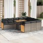 vidaXL 11-tlg. Garten-Sofagarnitur mit Kissen Grau Poly Rattan Akazie vidaXL 11-tlg. Garten-Sofagarnitur mit Kissen Grau Poly Rattan Akazie
