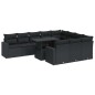 vidaXL 11-tlg. Garten-Sofagarnitur mit Kissen Schwarz Poly Rattan