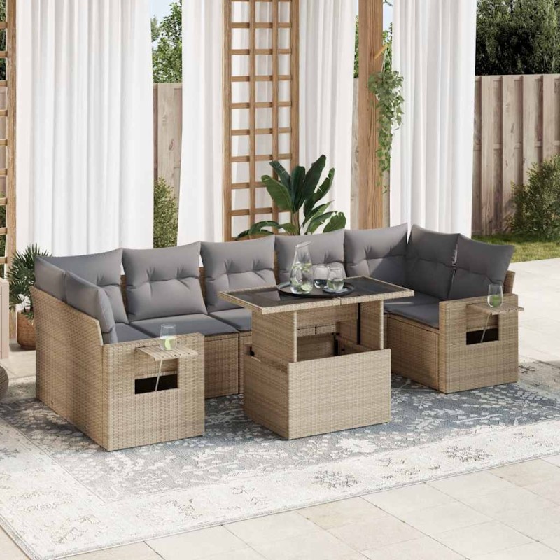 vidaXL 8-tlg. Garten-Sofagarnitur mit Kissen Beige Poly Rattan vidaXL 8-tlg. Garten-Sofagarnitur mit Kissen Beige Poly Rattan