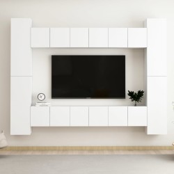 vidaXL 10-tlg. TV-Schrank-Set Weiß Holzwerkstoff