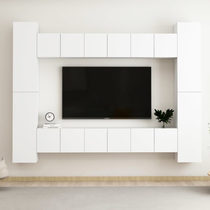 vidaXL 10-tlg. TV-Schrank-Set Weiß Holzwerkstoff vidaXL 10-tlg. TV-Schrank-Set Weiß Holzwerkstoff