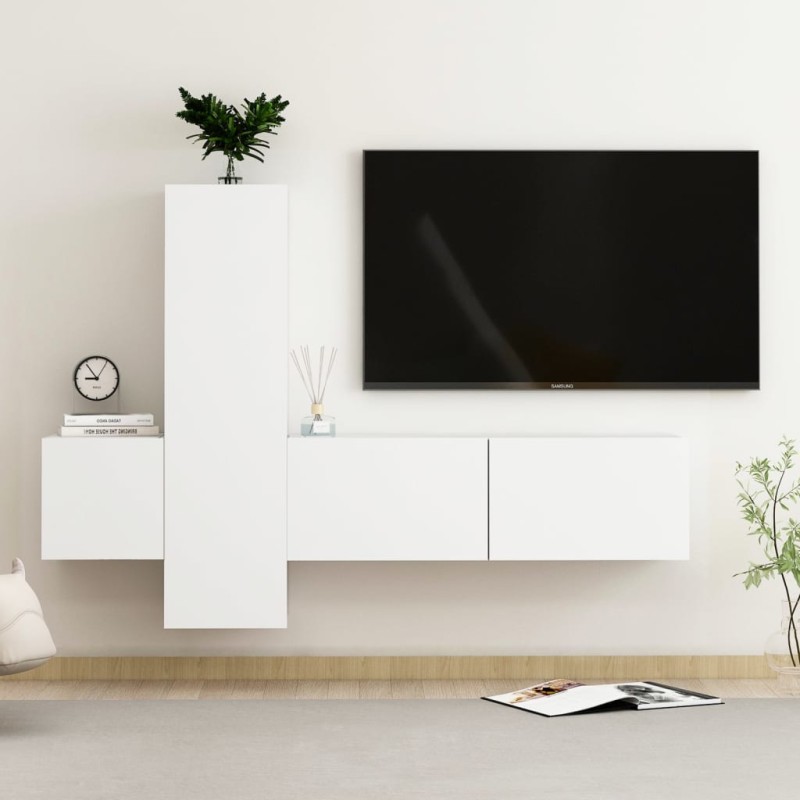 vidaXL 3-tlg. TV-Schrank-Set Weiß Holzwerkstoff vidaXL 3-tlg. TV-Schrank-Set Weiß Holzwerkstoff