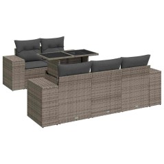 vidaXL 6-tlg. Garten-Sofagarnitur mit Kissen Grau Poly Rattan