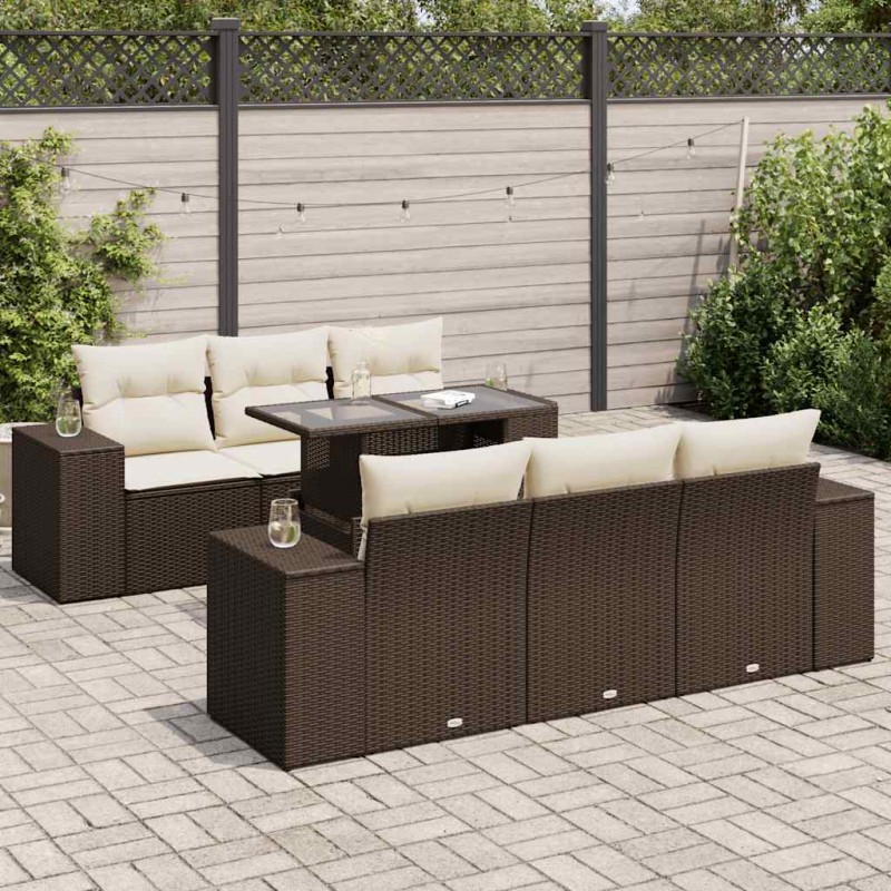 vidaXL 7-tlg. Garten-Sofagarnitur mit Kissen Braun Poly Rattan vidaXL 7-tlg. Garten-Sofagarnitur mit Kissen Braun Poly Rattan