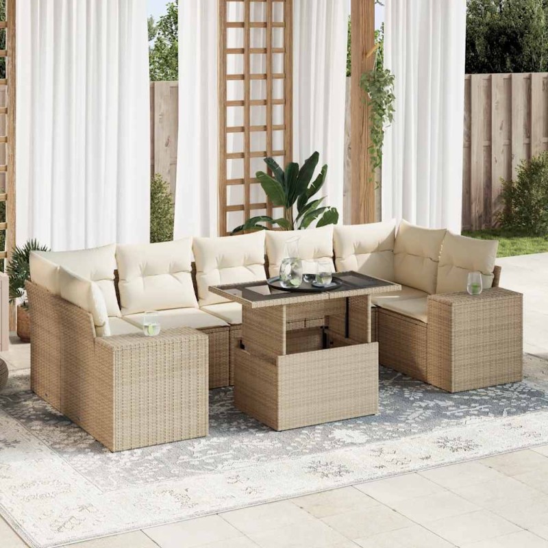 vidaXL 8-tlg. Garten-Sofagarnitur mit Kissen Beige Poly Rattan vidaXL 8-tlg. Garten-Sofagarnitur mit Kissen Beige Poly Rattan
