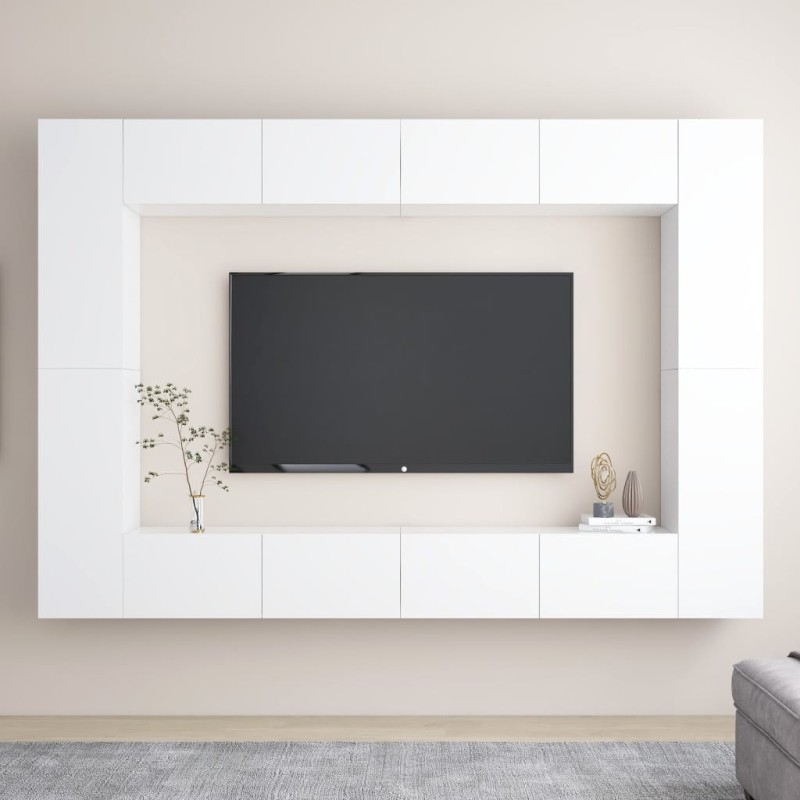 8-tlg. TV-Schrank-Set Weiß Holzwerkstoff 8-tlg. TV-Schrank-Set Weiß Holzwerkstoff