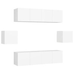 vidaXL 6-tlg. TV-Schrank-Set Weiß Holzwerkstoff