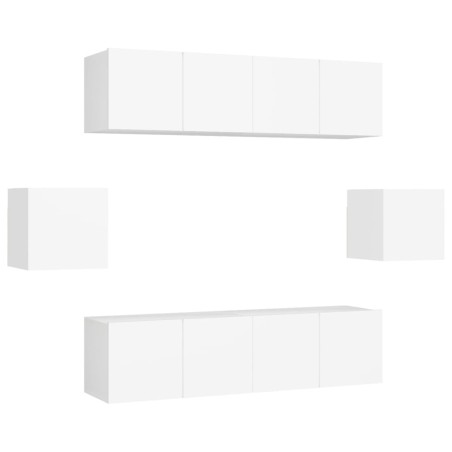 vidaXL 6-tlg. TV-Schrank-Set Weiß Holzwerkstoff