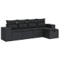 vidaXL 5-tlg. Garten-Sofagarnitur mit Kissen Schwarz Poly Rattan vidaXL 5-tlg. Garten-Sofagarnitur mit Kissen Schwarz Poly Rattan