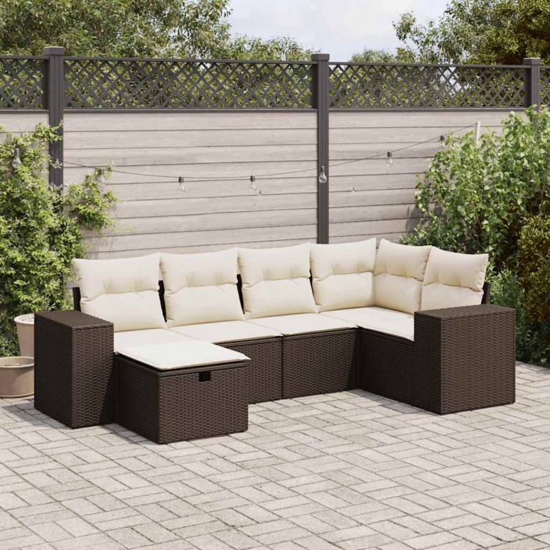 vidaXL 6-tlg. Garten-Sofagarnitur mit Kissen Braun Poly Rattan vidaXL 6-tlg. Garten-Sofagarnitur mit Kissen Braun Poly Rattan
