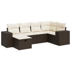 vidaXL 6-tlg. Garten-Sofagarnitur mit Kissen Braun Poly Rattan