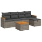 vidaXL 6-tlg. Garten-Sofagarnitur mit Kissen Grau Poly Rattan