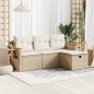 vidaXL 4-tlg. Garten-Sofagarnitur mit Kissen Beige Poly Rattan vidaXL 4-tlg. Garten-Sofagarnitur mit Kissen Beige Poly Rattan