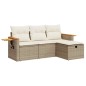 vidaXL 4-tlg. Garten-Sofagarnitur mit Kissen Beige Poly Rattan vidaXL 4-tlg. Garten-Sofagarnitur mit Kissen Beige Poly Rattan