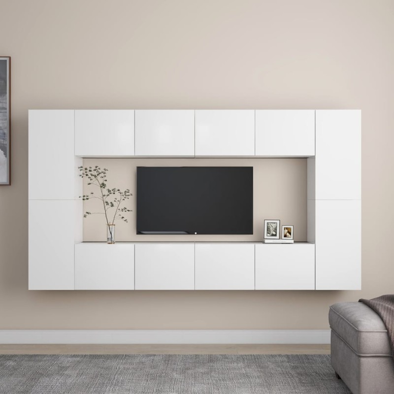 8-tlg. TV-Schrank-Set Weiß Holzwerkstoff 8-tlg. TV-Schrank-Set Weiß Holzwerkstoff