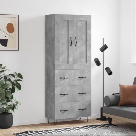 Highboard Betongrau 69,5x34x180 cm Holzwerkstoff