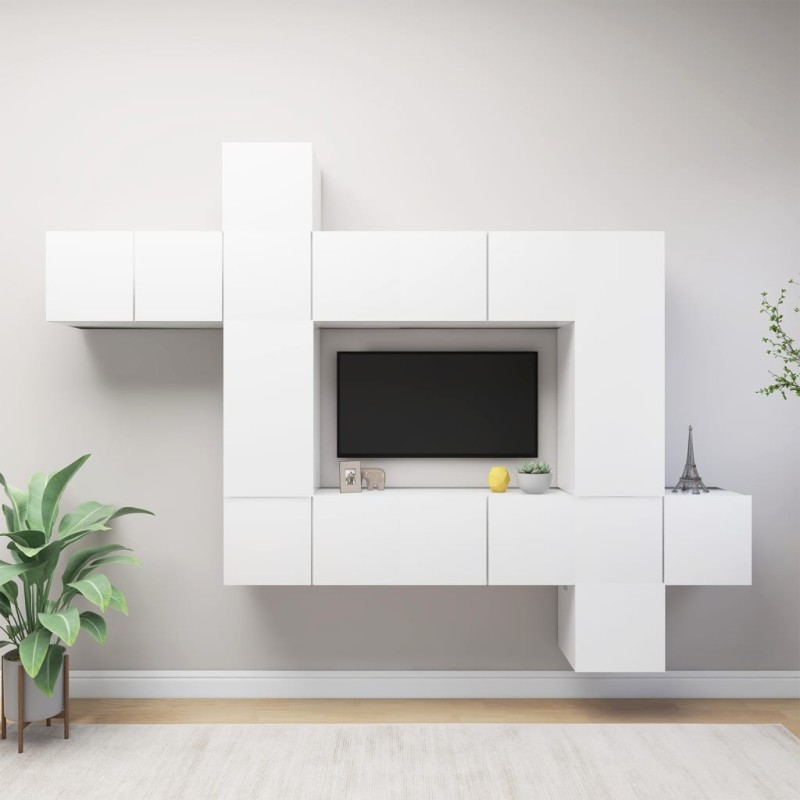 10-tlg. TV-Schrank-Set Weiß Holzwerkstoff 10-tlg. TV-Schrank-Set Weiß Holzwerkstoff