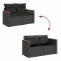 vidaXL 5tlg. Garten-Sofagarnitur mit Kissen Schwarz Poly Rattan Akazie vidaXL 5tlg. Garten-Sofagarnitur mit Kissen Schwarz Poly Rattan Akazie