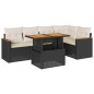 vidaXL 6-tlg. Garten-Sofagarnitur mit Kissen Schwarz Poly Rattan vidaXL 6-tlg. Garten-Sofagarnitur mit Kissen Schwarz Poly Rattan
