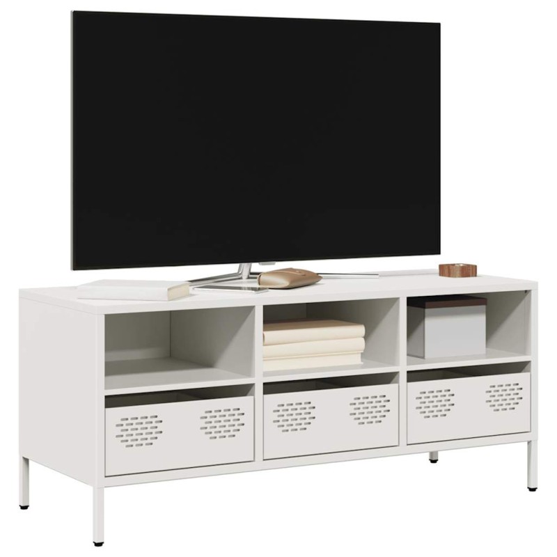 vidaXL TV-Schrank Weiß 101,5x39x43,5 cm Kaltgewalzter Stahl