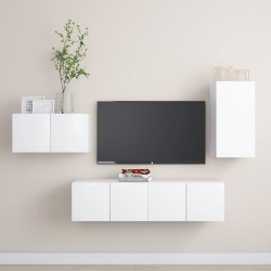 vidaXL 4-tlg. TV-Schrank-Set Weiß Holzwerkstoff
