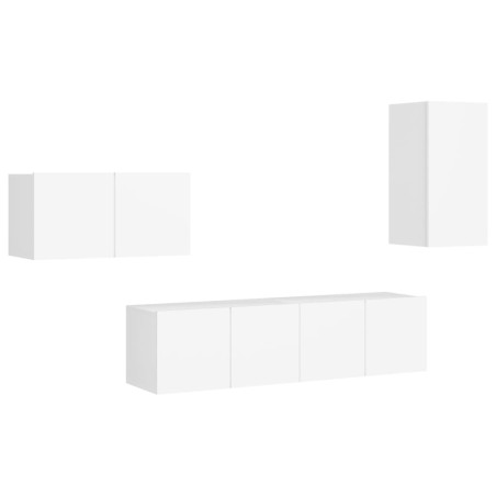 vidaXL 4-tlg. TV-Schrank-Set Weiß Holzwerkstoff