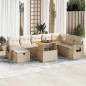 vidaXL 9-tlg. Garten-Sofagarnitur mit Kissen Beige Poly Rattan Akazie vidaXL 9-tlg. Garten-Sofagarnitur mit Kissen Beige Poly Rattan Akazie