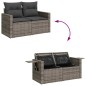 vidaXL 6-tlg. Garten-Sofagarnitur mit Kissen Grau Poly Rattan Akazie vidaXL 6-tlg. Garten-Sofagarnitur mit Kissen Grau Poly Rattan Akazie
