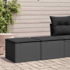 vidaXL 2-tlg. Garten-Sofagarnitur mit Kissen Schwarz Poly Rattan