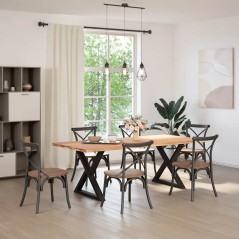 vidaXL Esstisch mit Baumkanten Hellbraun 220x100x74cm Massivholz Eiche