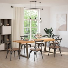 vidaXL Esstisch mit Baumkanten 240x100x74 cm Massivholz Eiche
