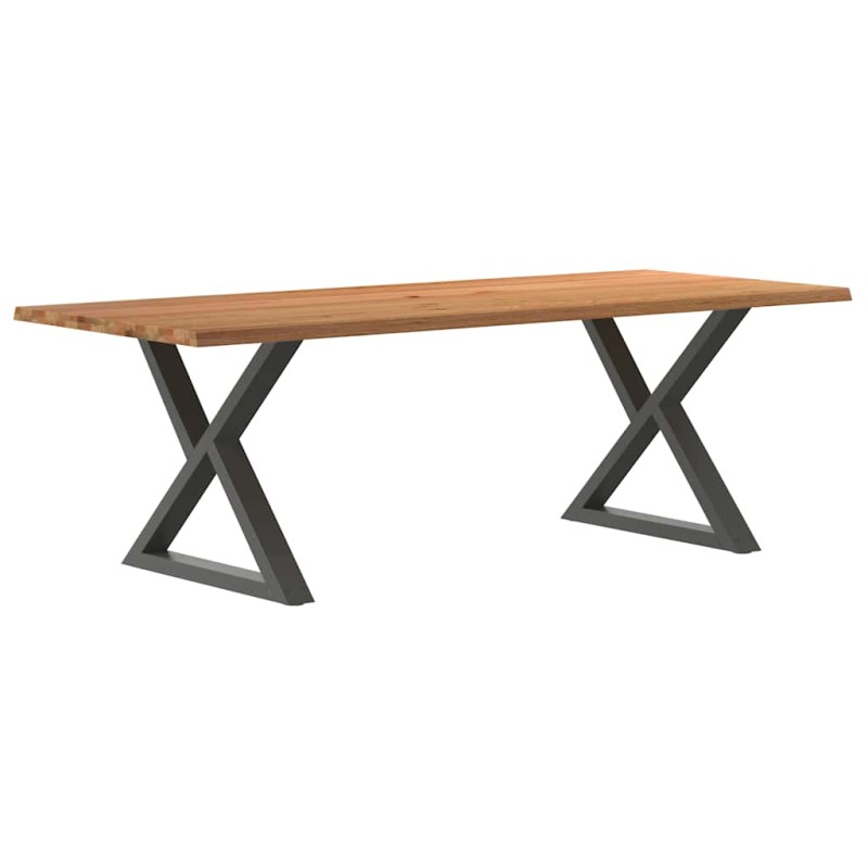 vidaXL Esstisch mit Baumkanten Hellbraun 240x100x74cm Massivholz Eiche vidaXL Esstisch mit Baumkanten Hellbraun 240x100x74cm Massivholz Eiche