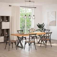 vidaXL Esstisch mit Baumkanten Hellbraun 240x100x74cm Massivholz Eiche