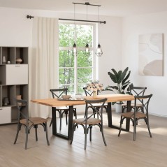 vidaXL Esstisch mit Baumkanten 240x100x74 cm Massivholz Eiche