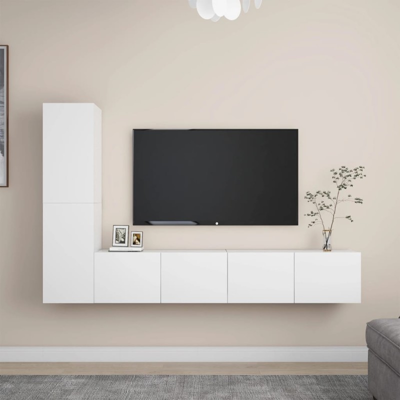 4-tlg. TV-Schrank-Set Weiß Holzwerkstoff 4-tlg. TV-Schrank-Set Weiß Holzwerkstoff