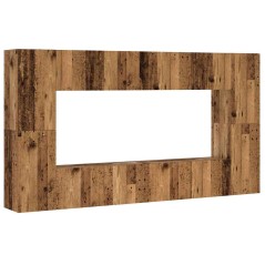 vidaXL 8-tlg. TV-Schrank-Set Wandmontage Altholz-Optik Holzwerkstoff