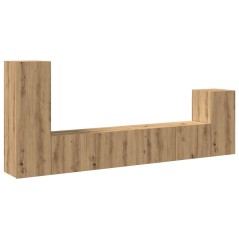vidaXL 4-tlg. TV-Schrank-Set Wandmontage Artisan-Eiche Holzwerkstoff