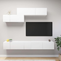 vidaXL 6-tlg. TV-Schrank-Set Weiß Holzwerkstoff