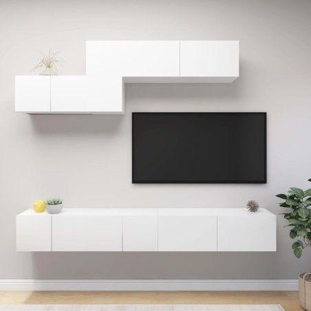 vidaXL 6-tlg. TV-Schrank-Set Weiß Holzwerkstoff