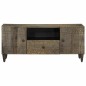 vidaXL TV-Schrank Hellgrau 105x33,5x46 cm Massivholz Mango
