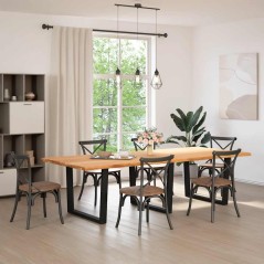 vidaXL Esstisch mit Baumkanten 280x120x74 cm Massivholz Eiche