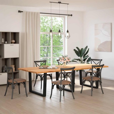 vidaXL Esstisch mit Baumkanten 280x120x74 cm Massivholz Eiche