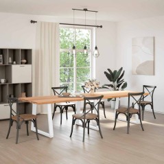 vidaXL Esstisch mit Baumkanten 320x100x74 cm Massivholz Eiche